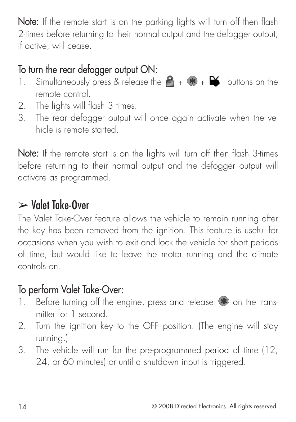 Valet take-over | Directed Electronics 4103 User Manual | Page 14 / 28