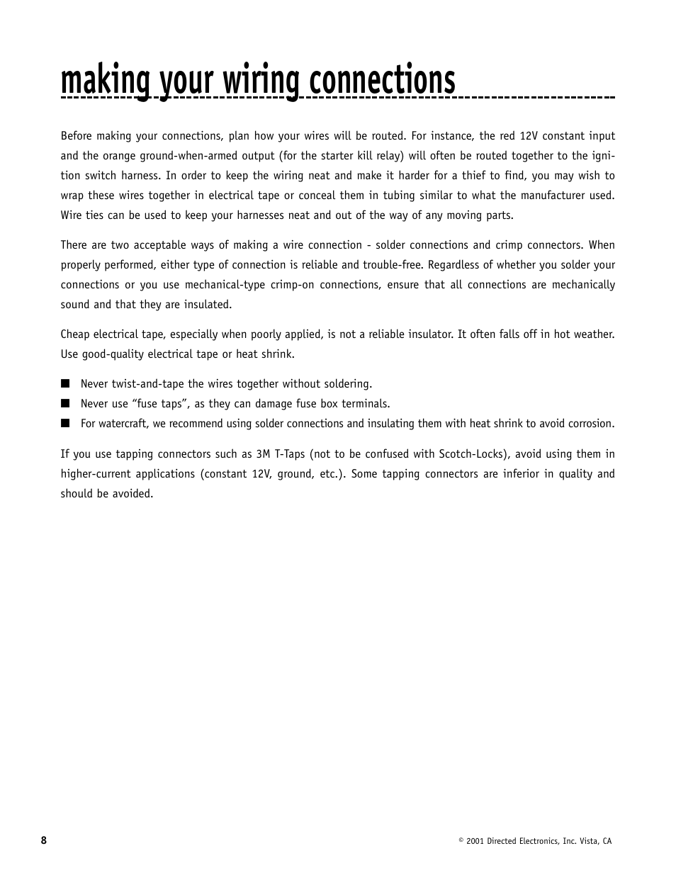 Making your wiring connections | Directed Electronics MERLIN 2000 User Manual | Page 8 / 24
