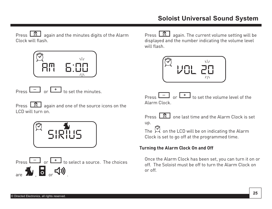 Desktop docking station, On off, Soloist universal sound system | Directed Electronics Soloist Desktop Docking Station User Manual | Page 25 / 34