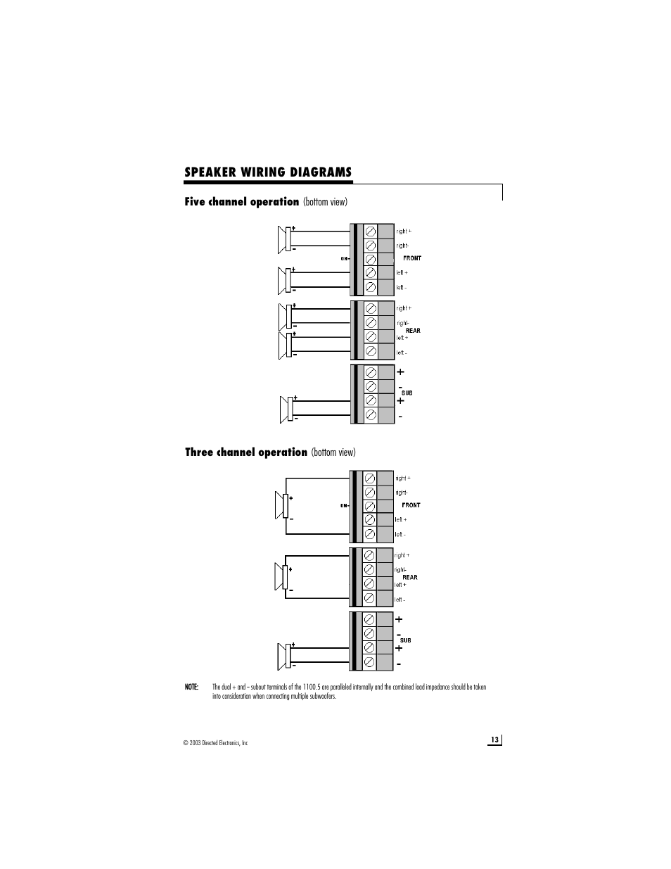 Speaker wiring diagrams | Directed Electronics 450.5 User Manual | Page 13 / 16