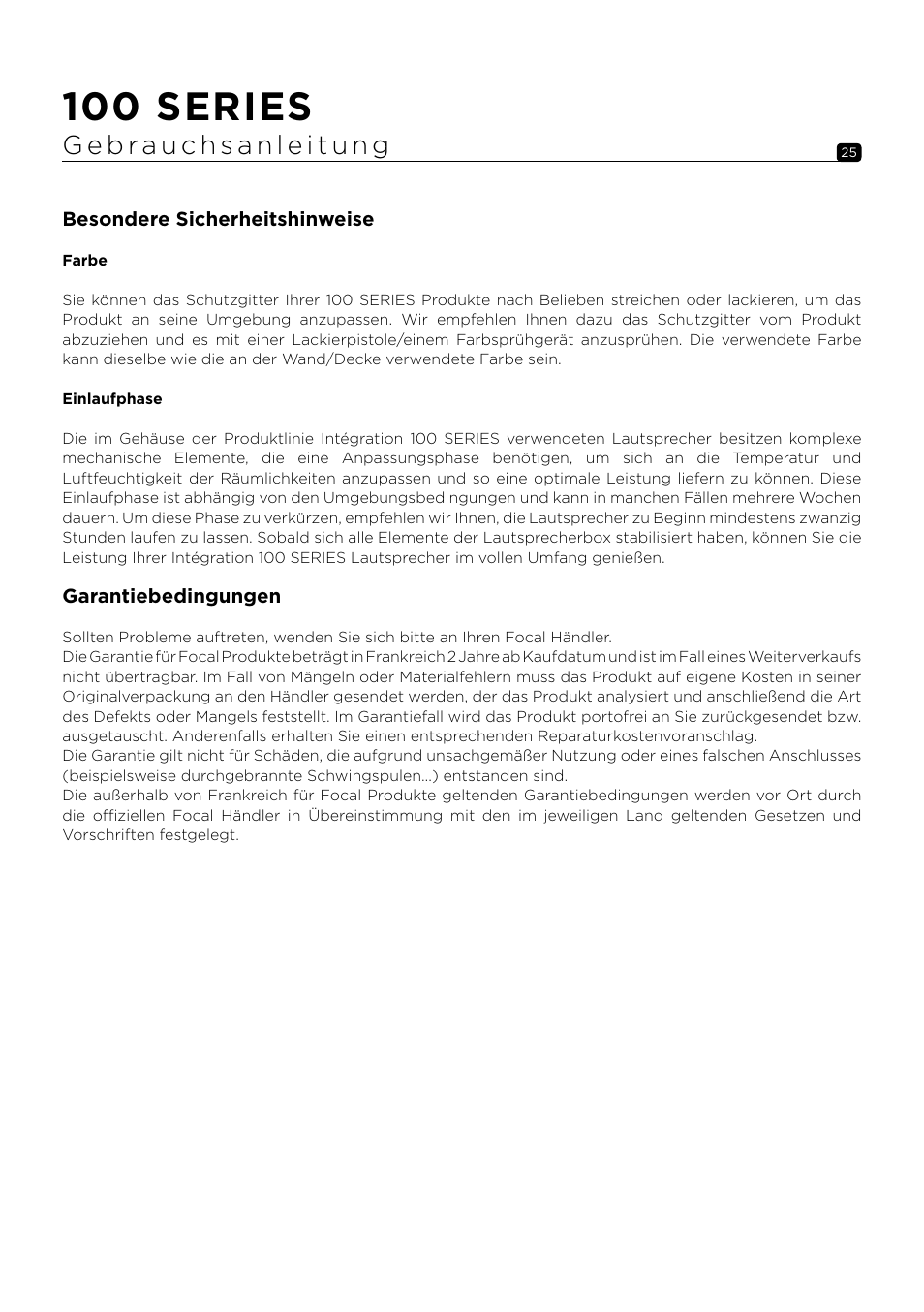 100 series | Focal 100 ICW6 6.5" 2-Way In-Wall / In-Ceiling Speaker (Single) User Manual | Page 25 / 74