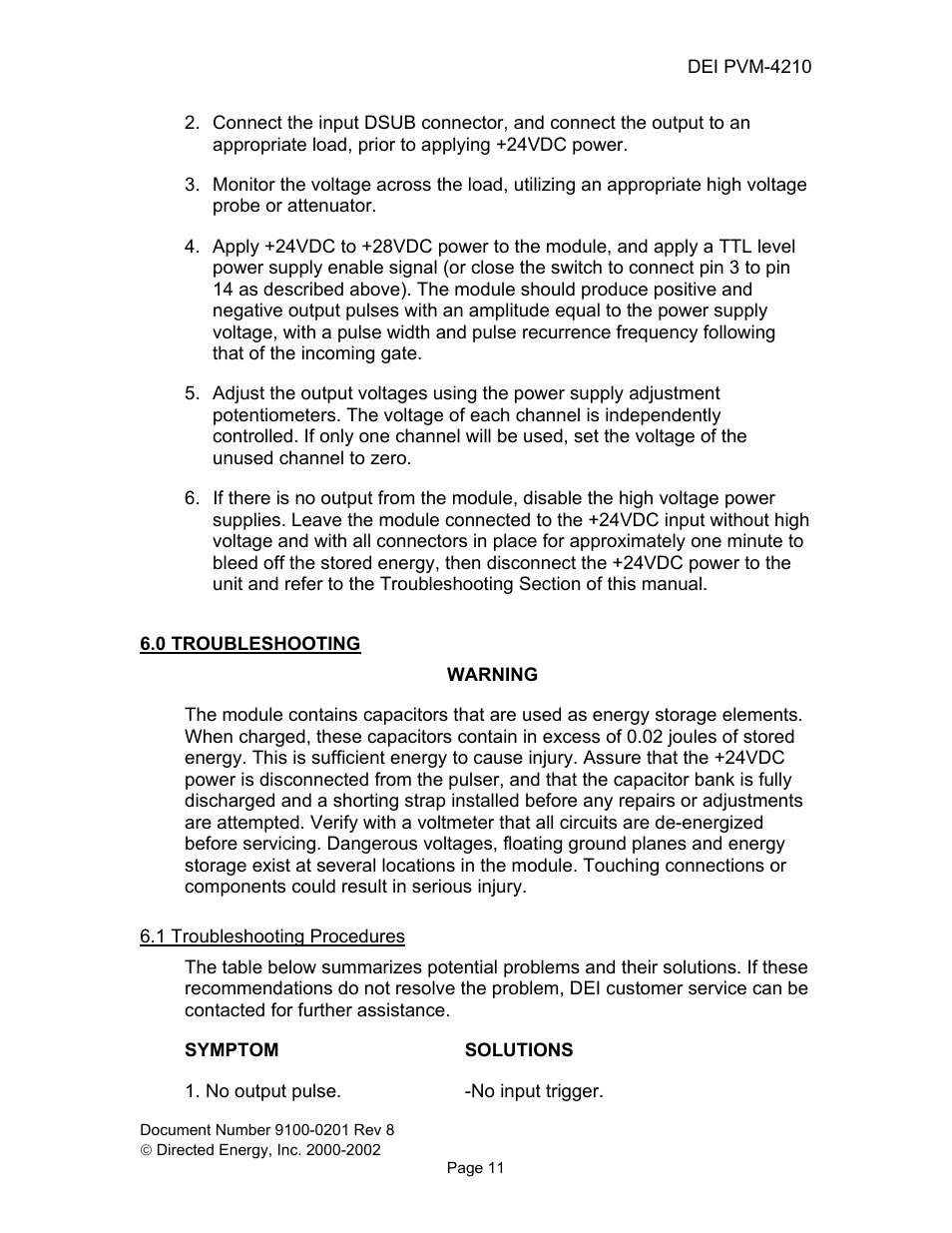 0 troubleshooting, 1 troubleshooting procedures | Directed Electronics PVM-4210 User Manual | Page 13 / 17
