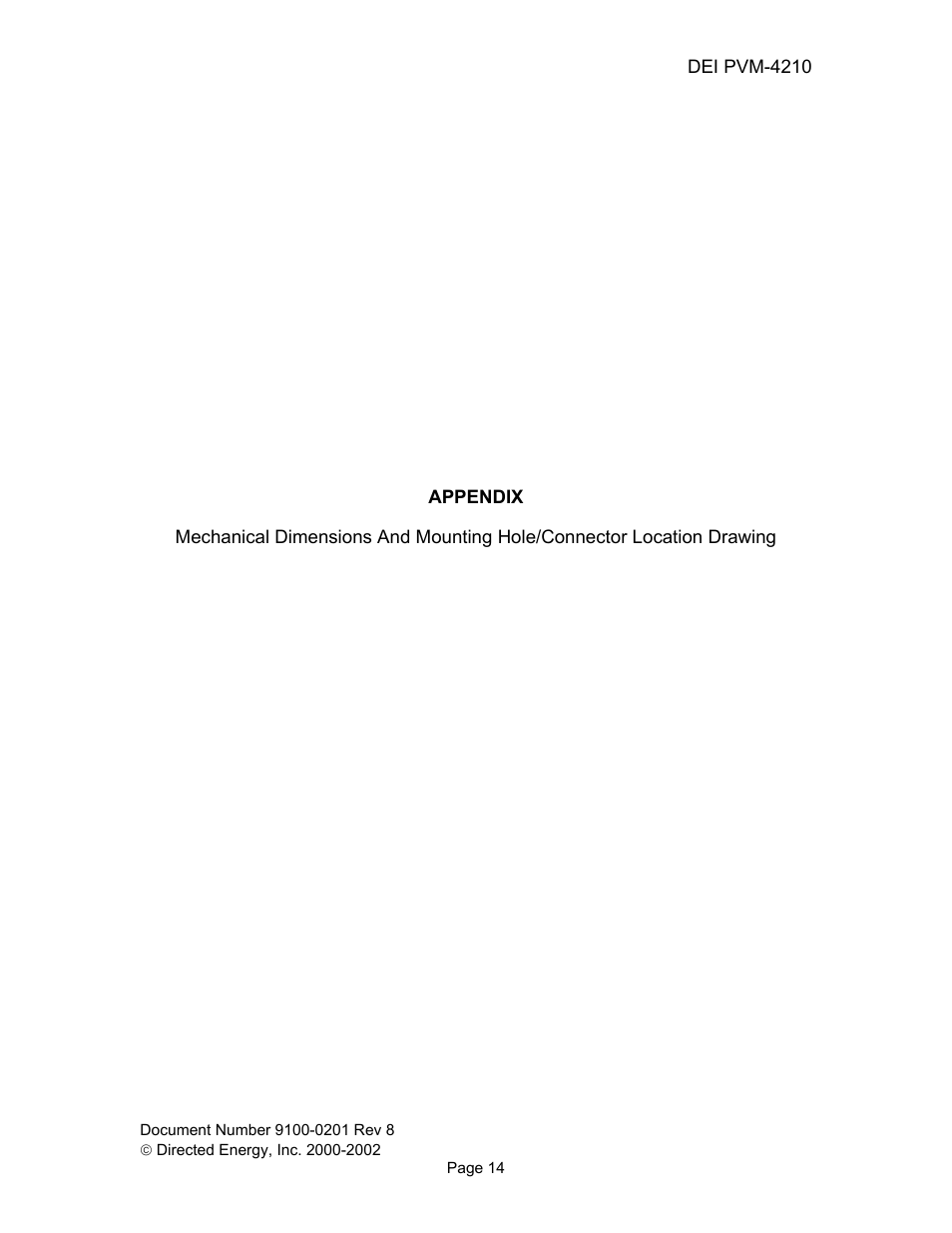 Appendix, Drawing | Directed Electronics PVM-4210 User Manual | Page 16 / 17
