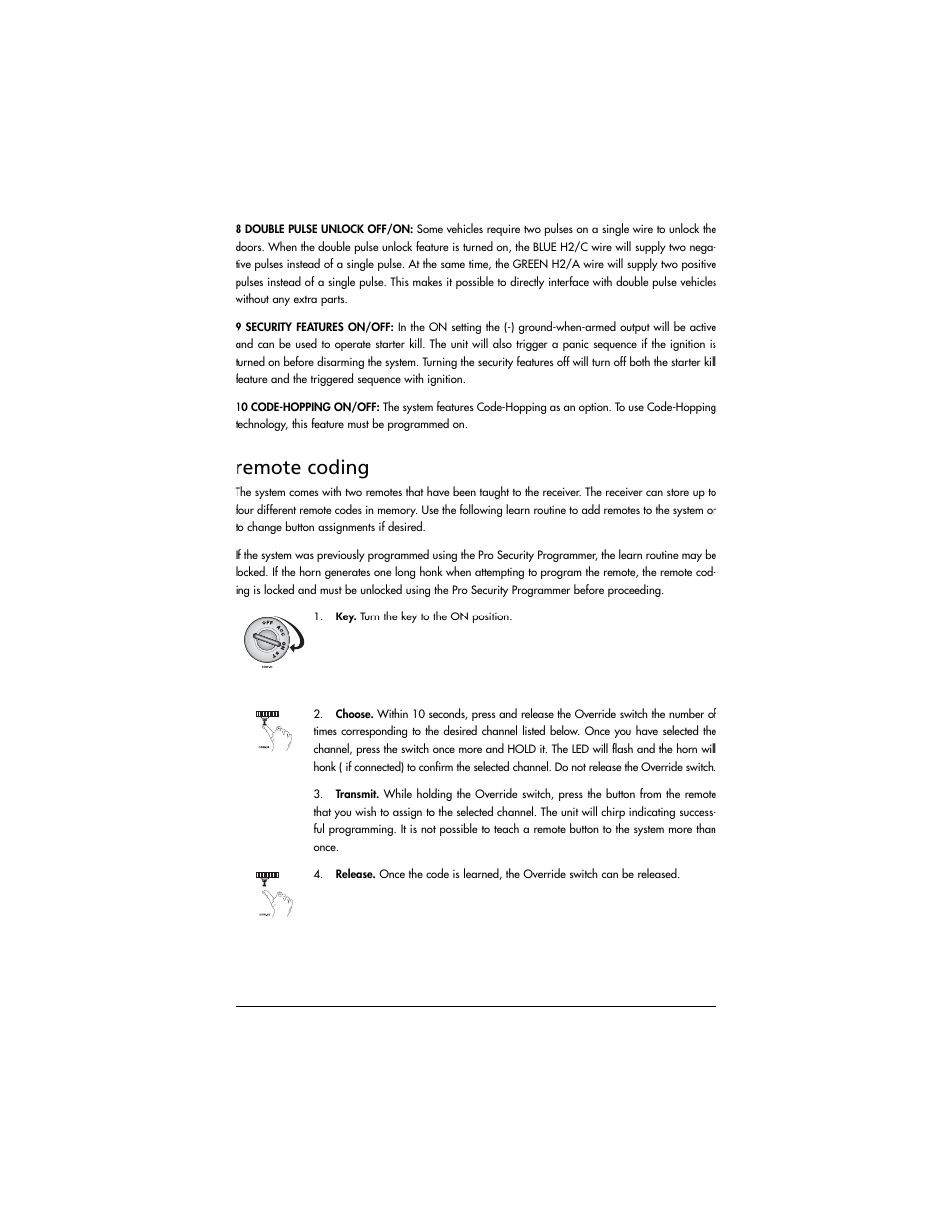 Remote coding | Directed Electronics K10 User Manual | Page 11 / 16