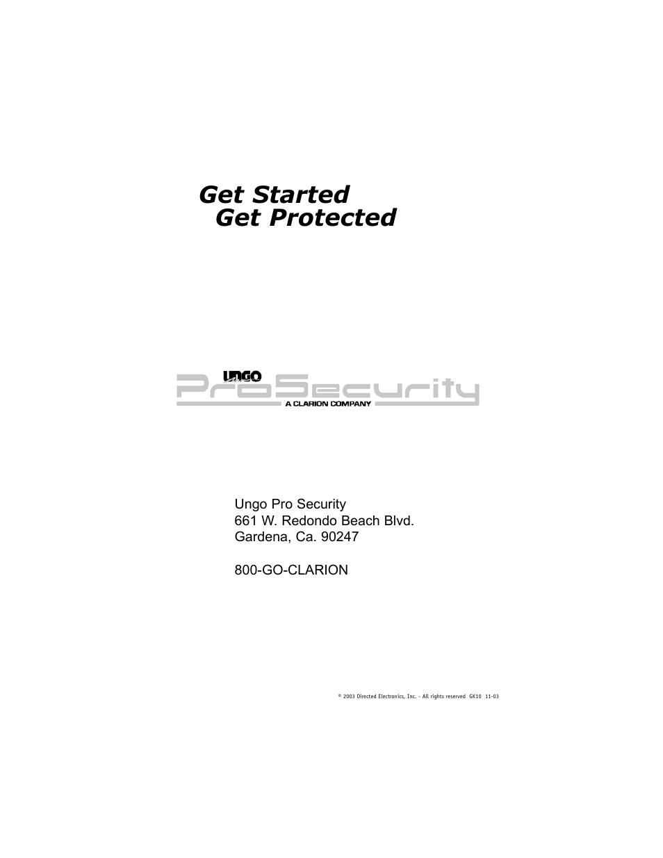 Get started get protected | Directed Electronics K10 User Manual | Page 16 / 16