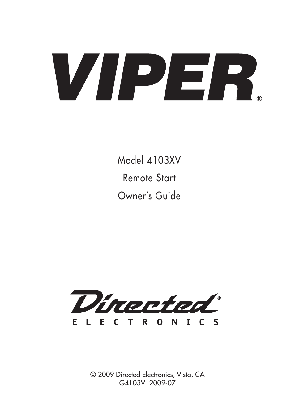 Directed Electronics VIPER 4103XV User Manual | 28 pages