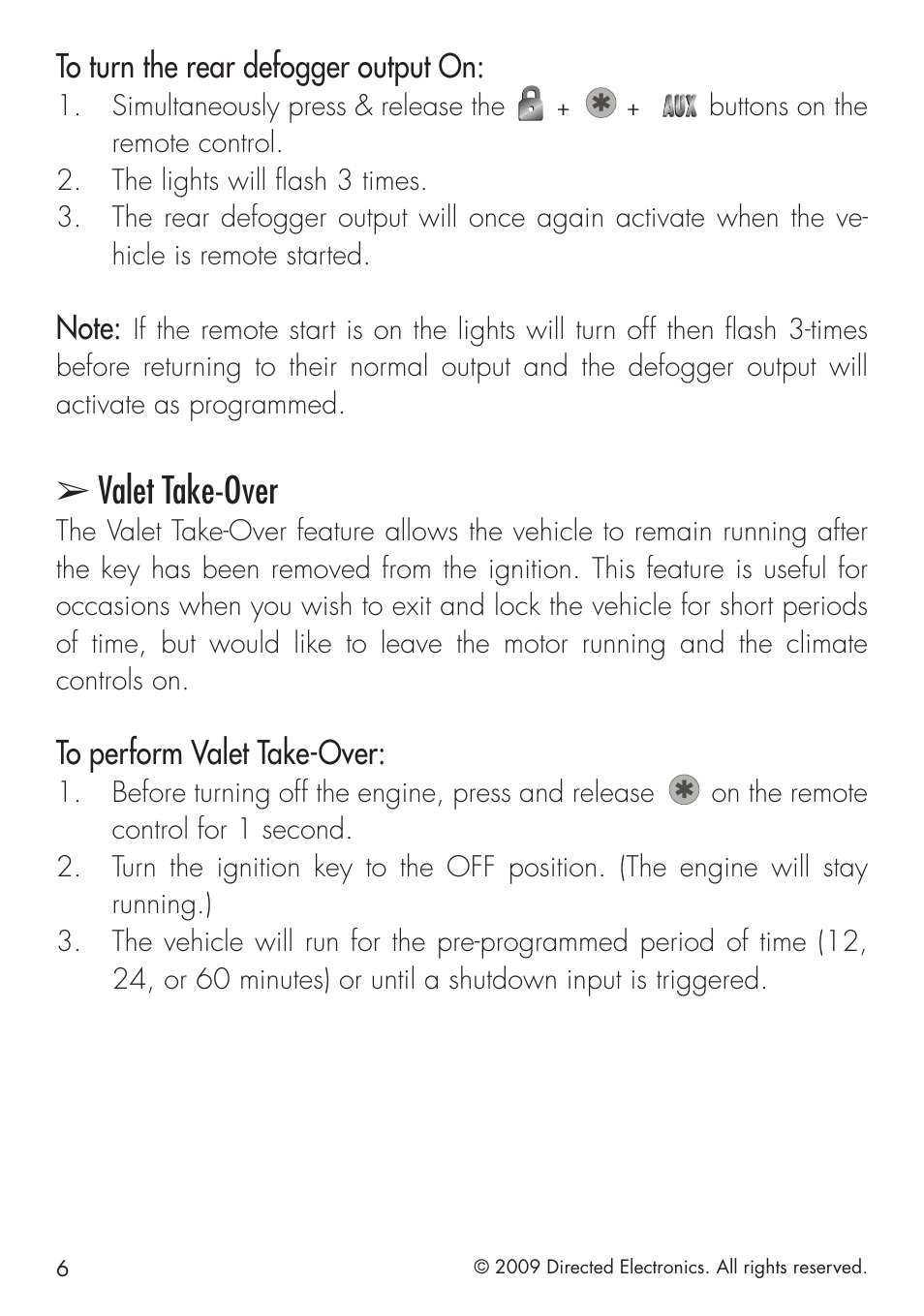 Valet take-over | Directed Electronics VIPER 4103XV User Manual | Page 12 / 28