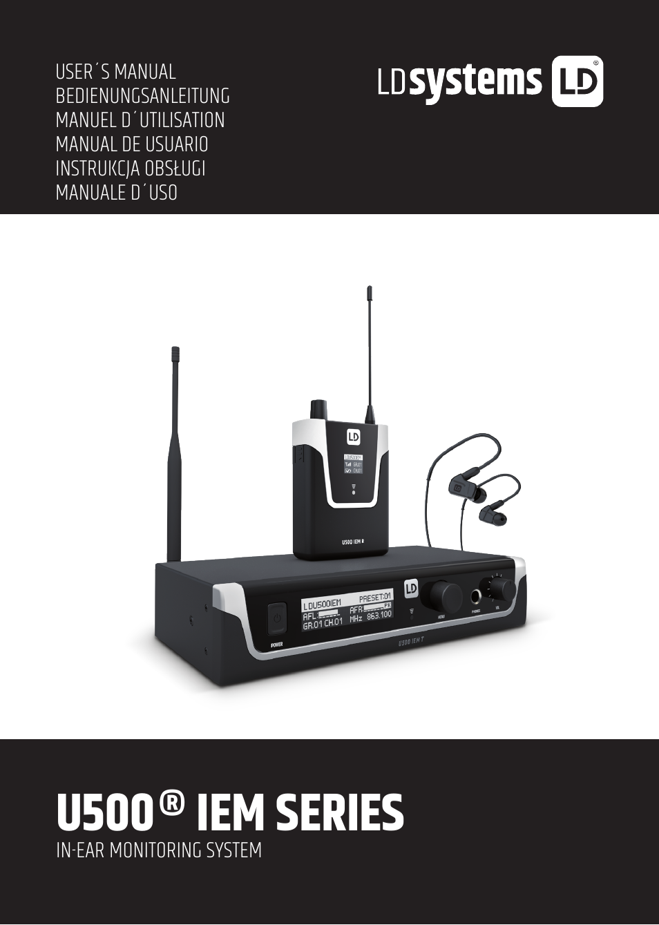 LD Systems U504.7 IEM Wireless Stereo In-Ear Monitoring System (470 to 490 MHz) User Manual | 108 pages