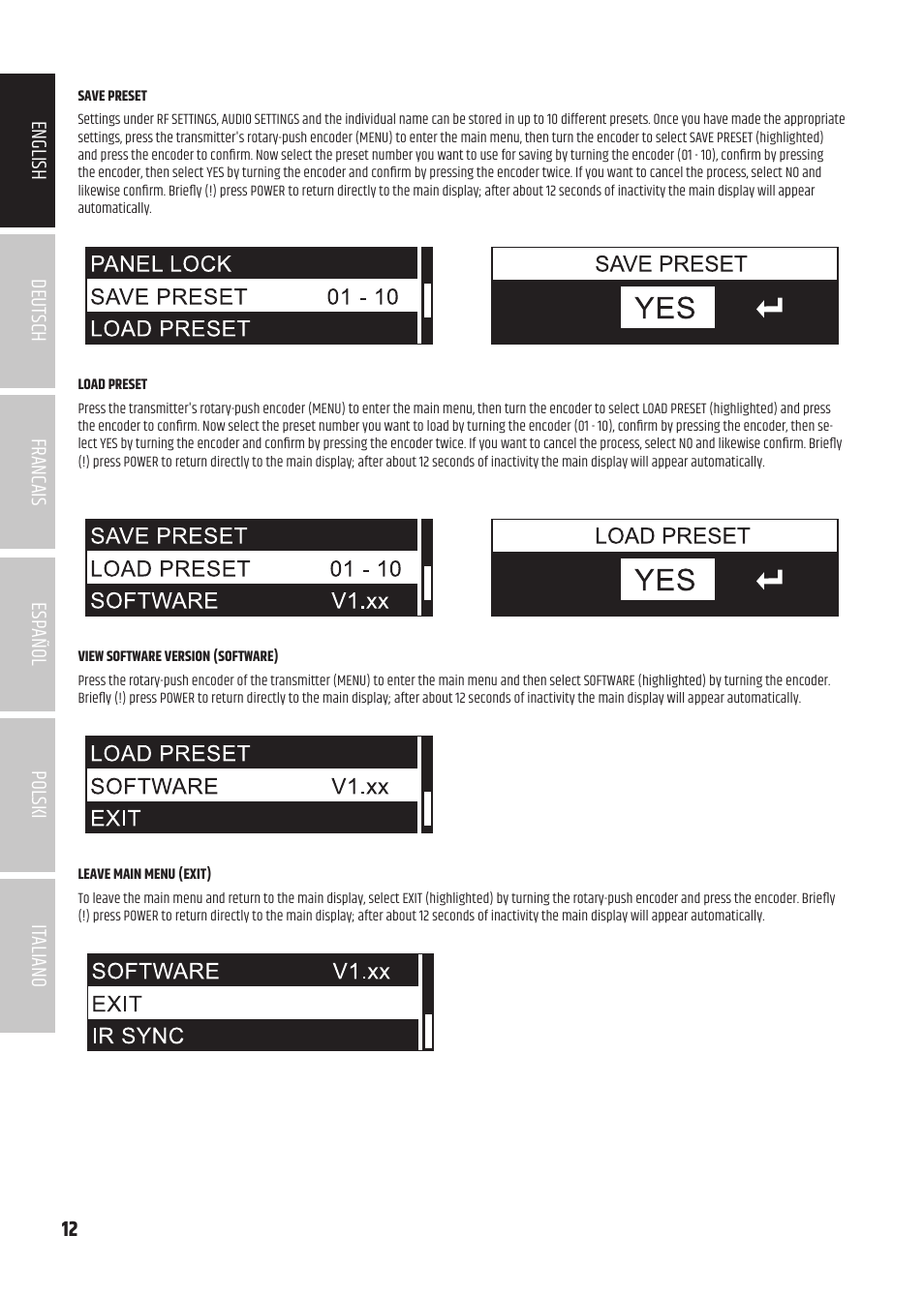 LD Systems U504.7 IEM Wireless Stereo In-Ear Monitoring System (470 to 490 MHz) User Manual | Page 12 / 108
