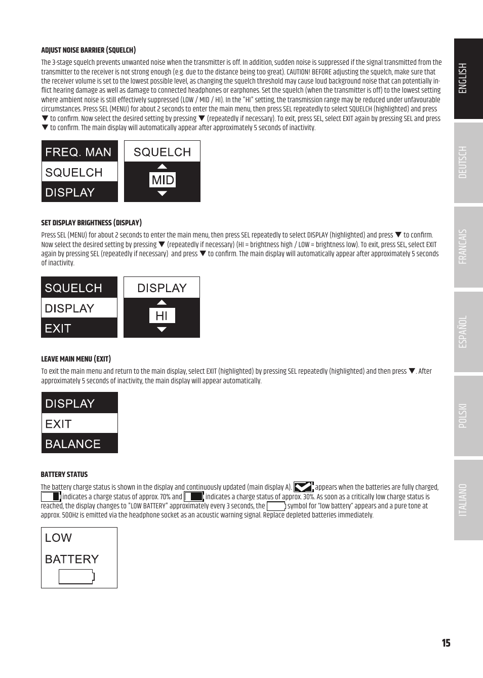 LD Systems U504.7 IEM Wireless Stereo In-Ear Monitoring System (470 to 490 MHz) User Manual | Page 15 / 108