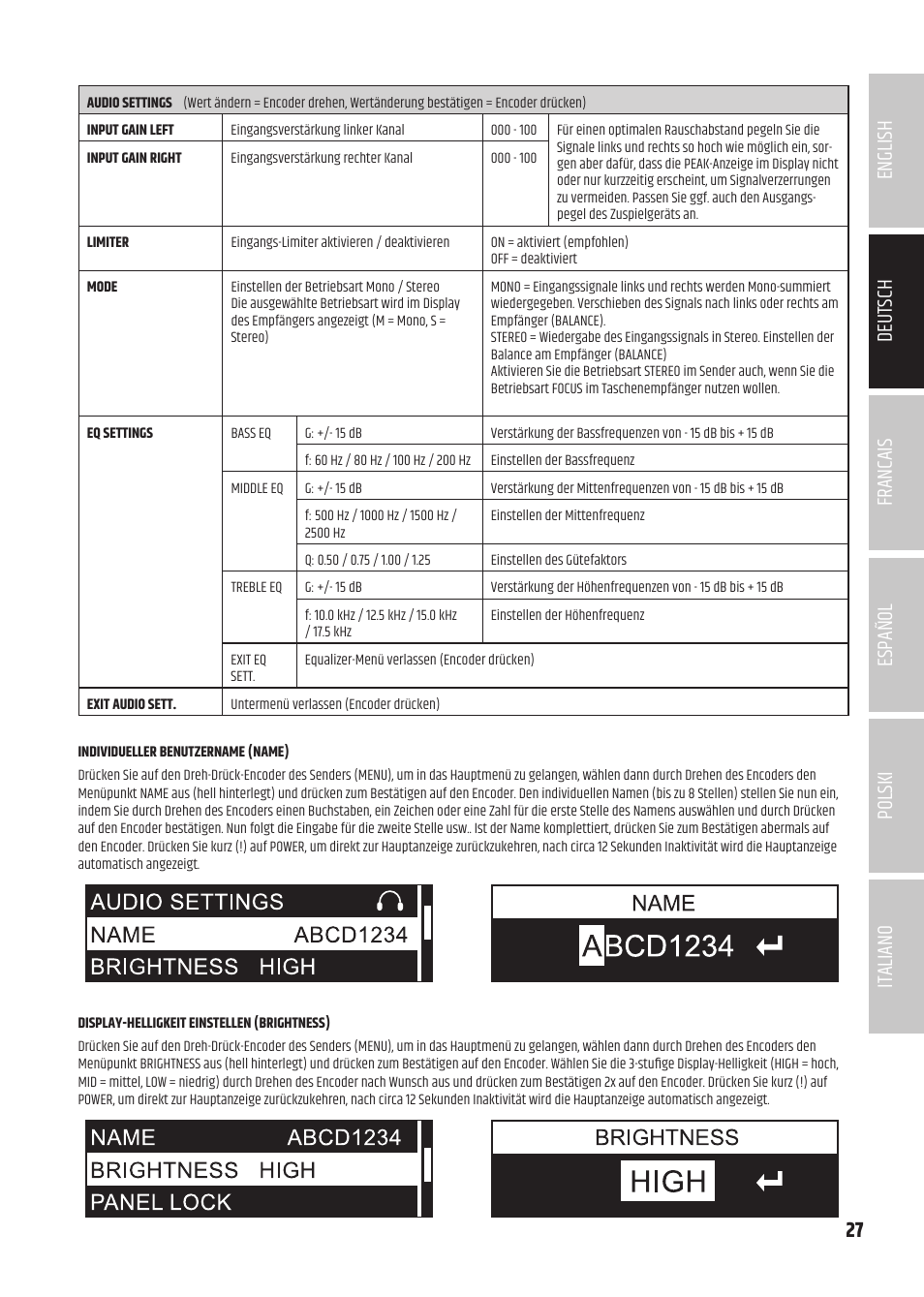 LD Systems U504.7 IEM Wireless Stereo In-Ear Monitoring System (470 to 490 MHz) User Manual | Page 27 / 108