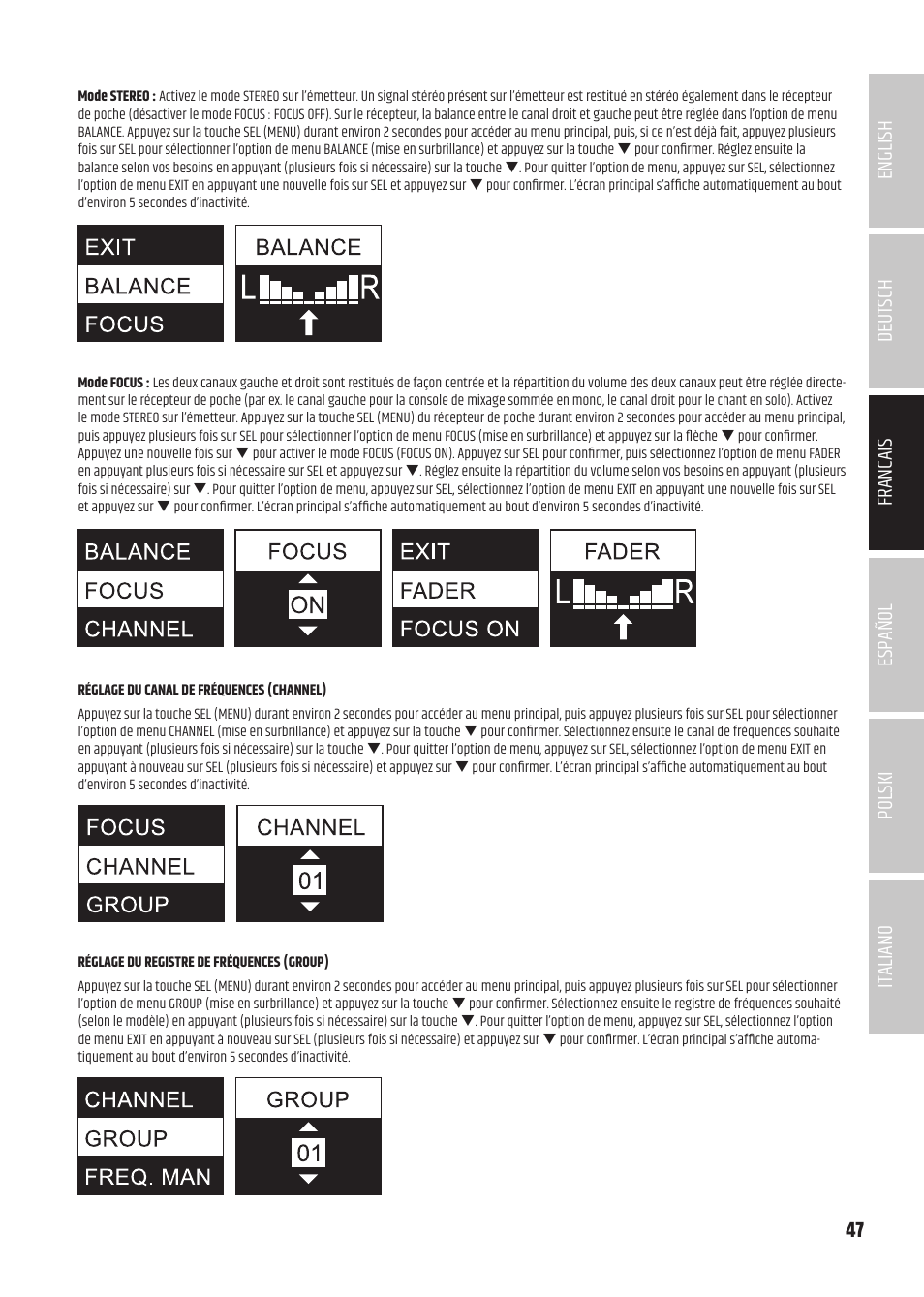 LD Systems U504.7 IEM Wireless Stereo In-Ear Monitoring System (470 to 490 MHz) User Manual | Page 47 / 108