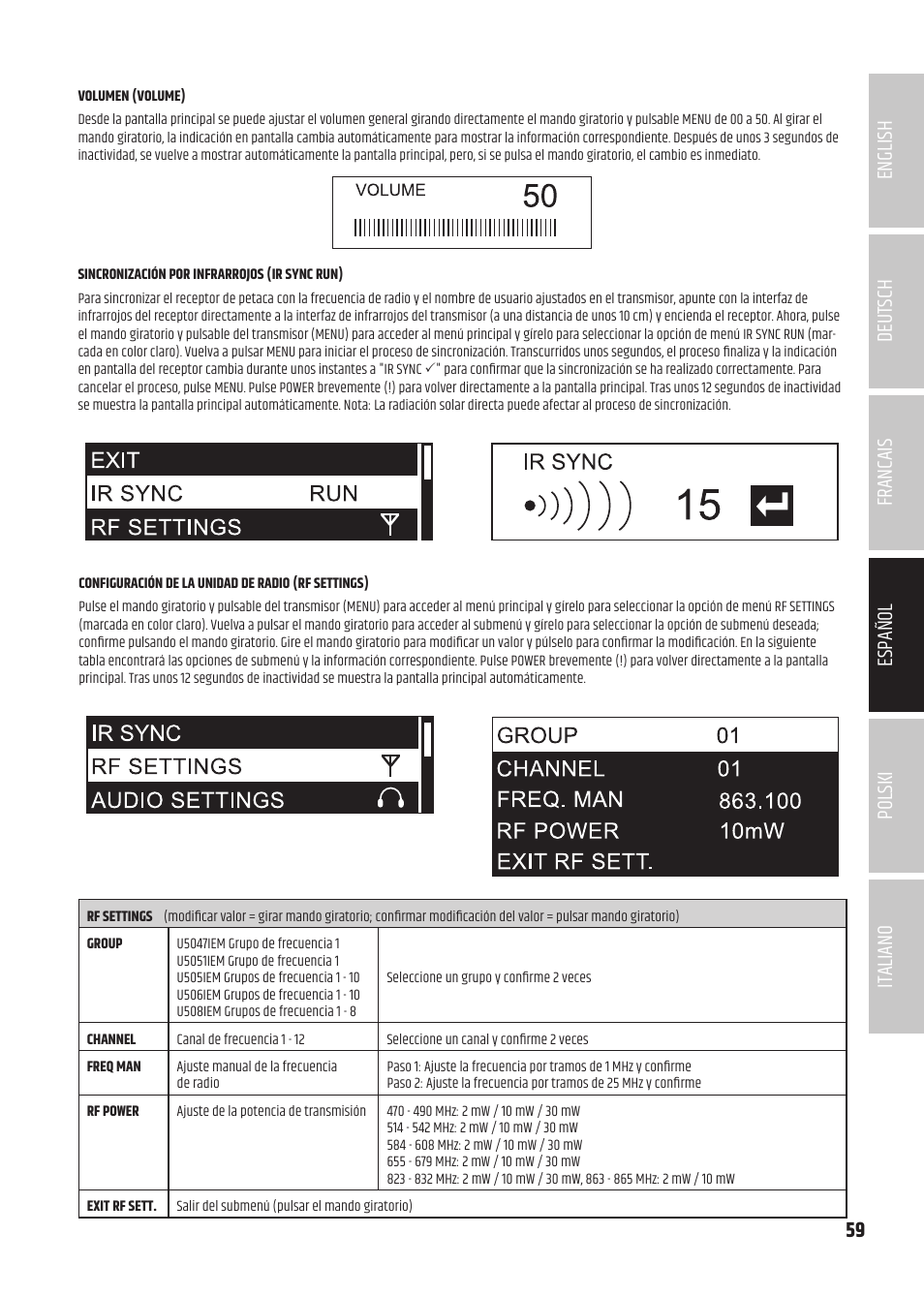 LD Systems U504.7 IEM Wireless Stereo In-Ear Monitoring System (470 to 490 MHz) User Manual | Page 59 / 108