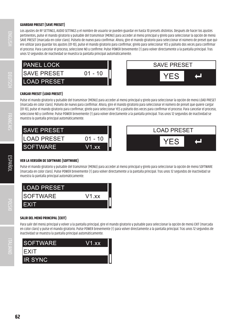 LD Systems U504.7 IEM Wireless Stereo In-Ear Monitoring System (470 to 490 MHz) User Manual | Page 62 / 108
