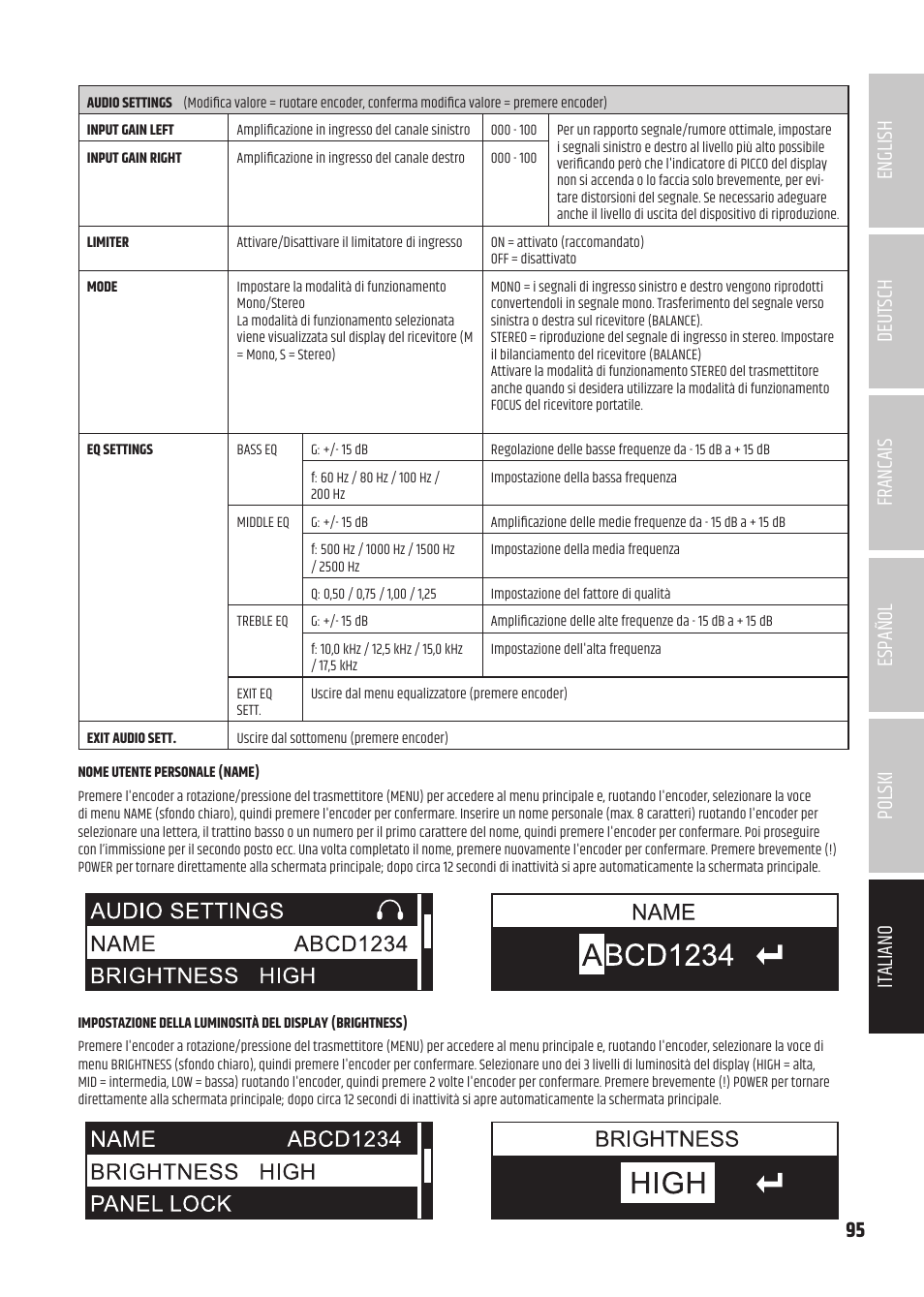 LD Systems U504.7 IEM Wireless Stereo In-Ear Monitoring System (470 to 490 MHz) User Manual | Page 95 / 108