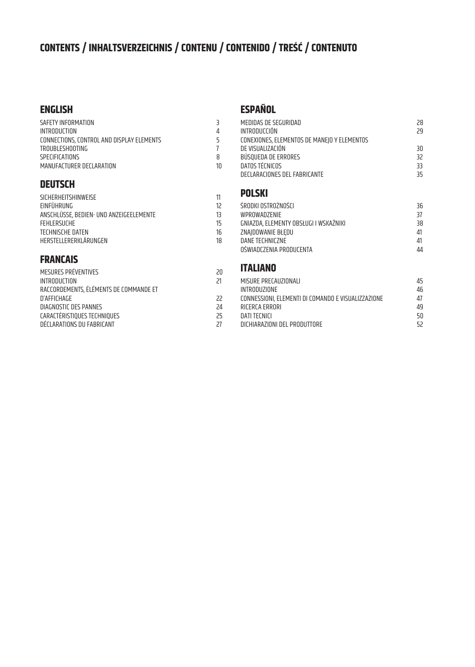 Deutsch, Francais, Español | Polski, Italiano | LD Systems U305.1 IEM Wireless In-Ear Monitoring System with Earphones (514 to 542 MHz) User Manual | Page 2 / 56