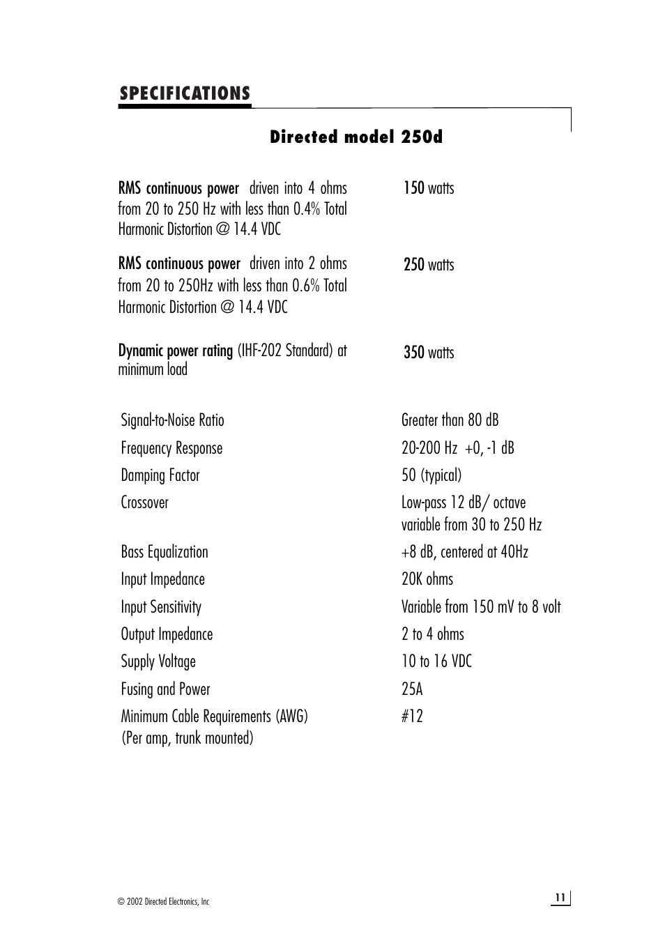 Directed Electronics 250d User Manual | Page 11 / 12