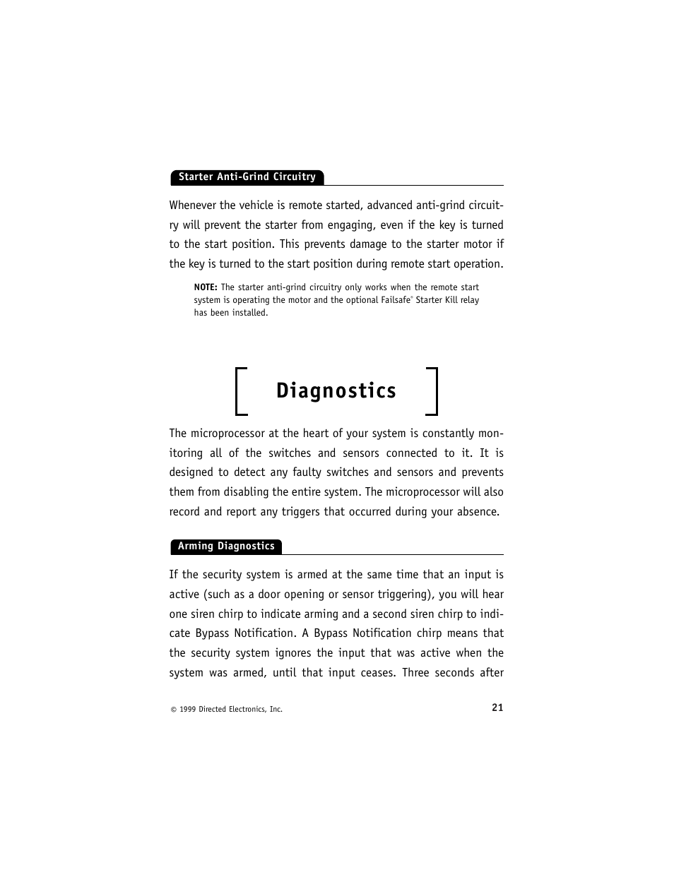 Diagnostics | Directed Electronics ESP 540 User Manual | Page 22 / 37