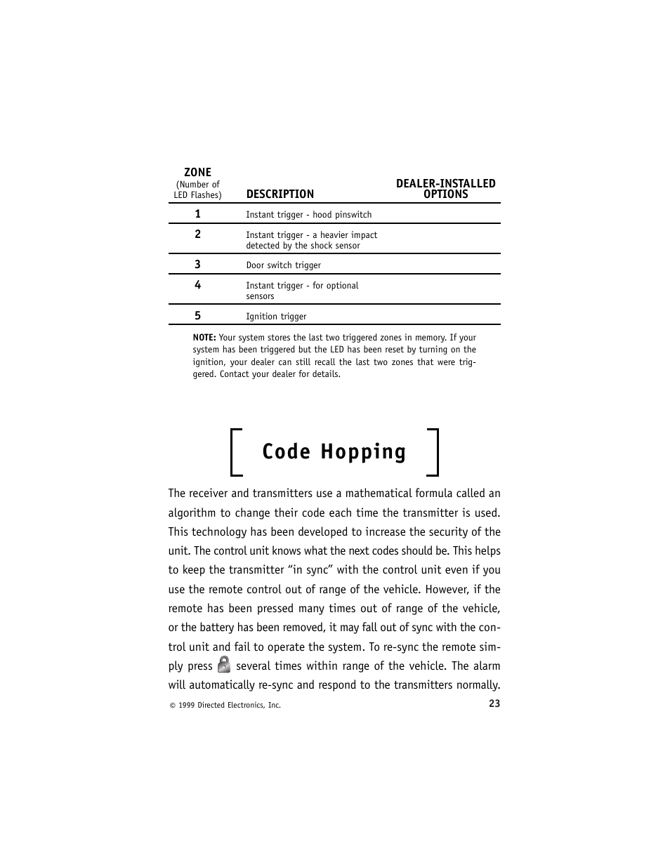 Code hopping | Directed Electronics ESP 540 User Manual | Page 24 / 37