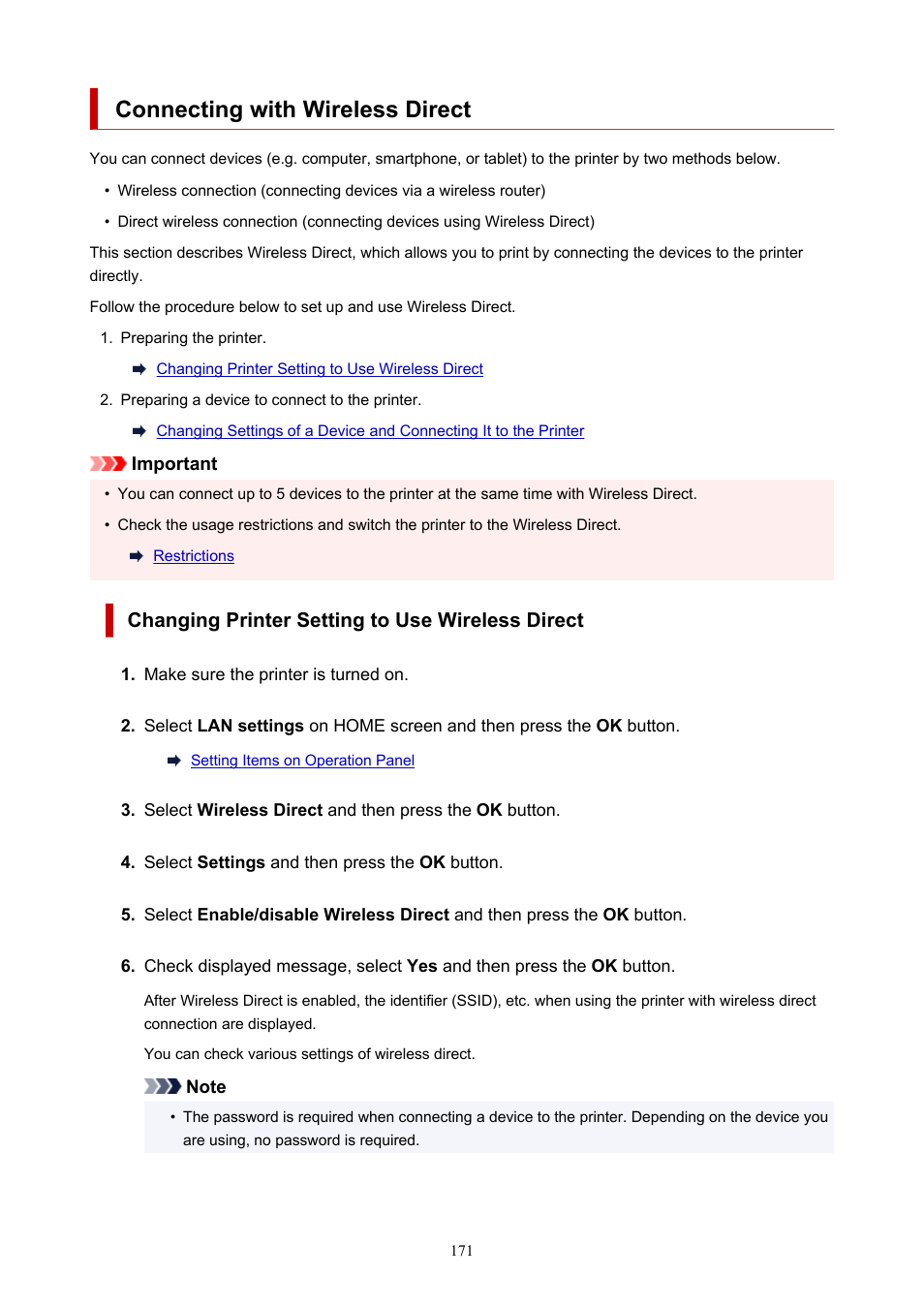 Connecting with wireless direct | Canon imagePROGRAF PRO-300 13" Photographic Inkjet Printer User Manual | Page 171 / 650