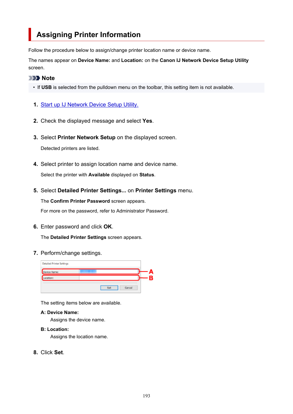 Assigning printer information | Canon imagePROGRAF PRO-300 13" Photographic Inkjet Printer User Manual | Page 193 / 650