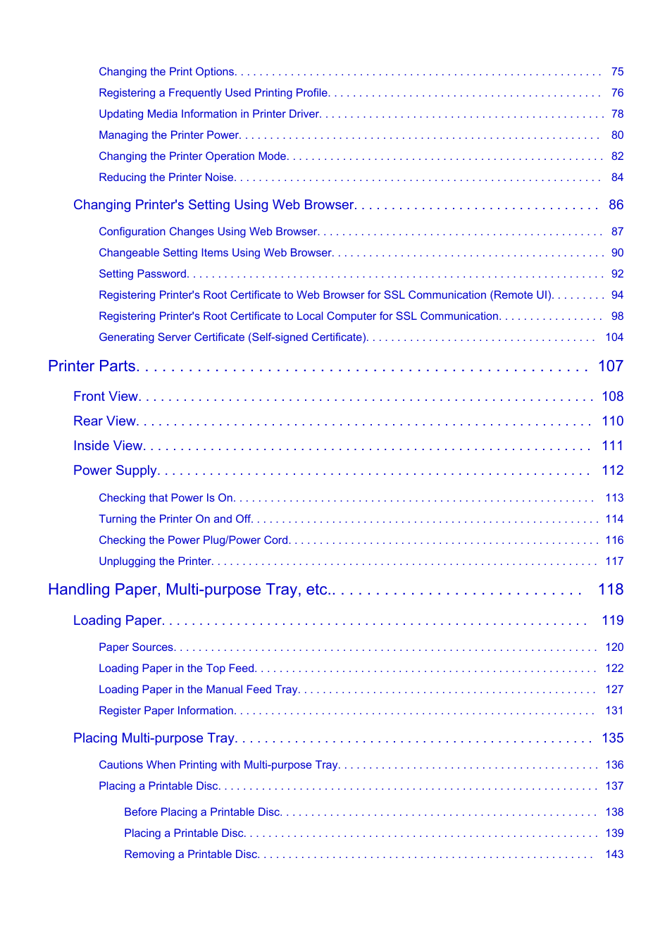 Printer parts, Handling paper, multi-purpose tray, etc | Canon imagePROGRAF PRO-300 13" Photographic Inkjet Printer User Manual | Page 3 / 650