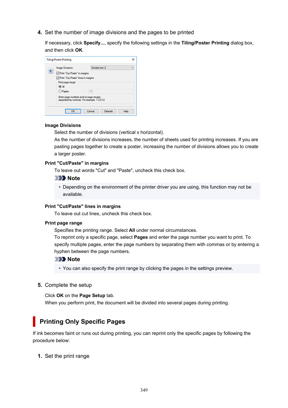 Printing only specific pages | Canon imagePROGRAF PRO-300 13" Photographic Inkjet Printer User Manual | Page 349 / 650