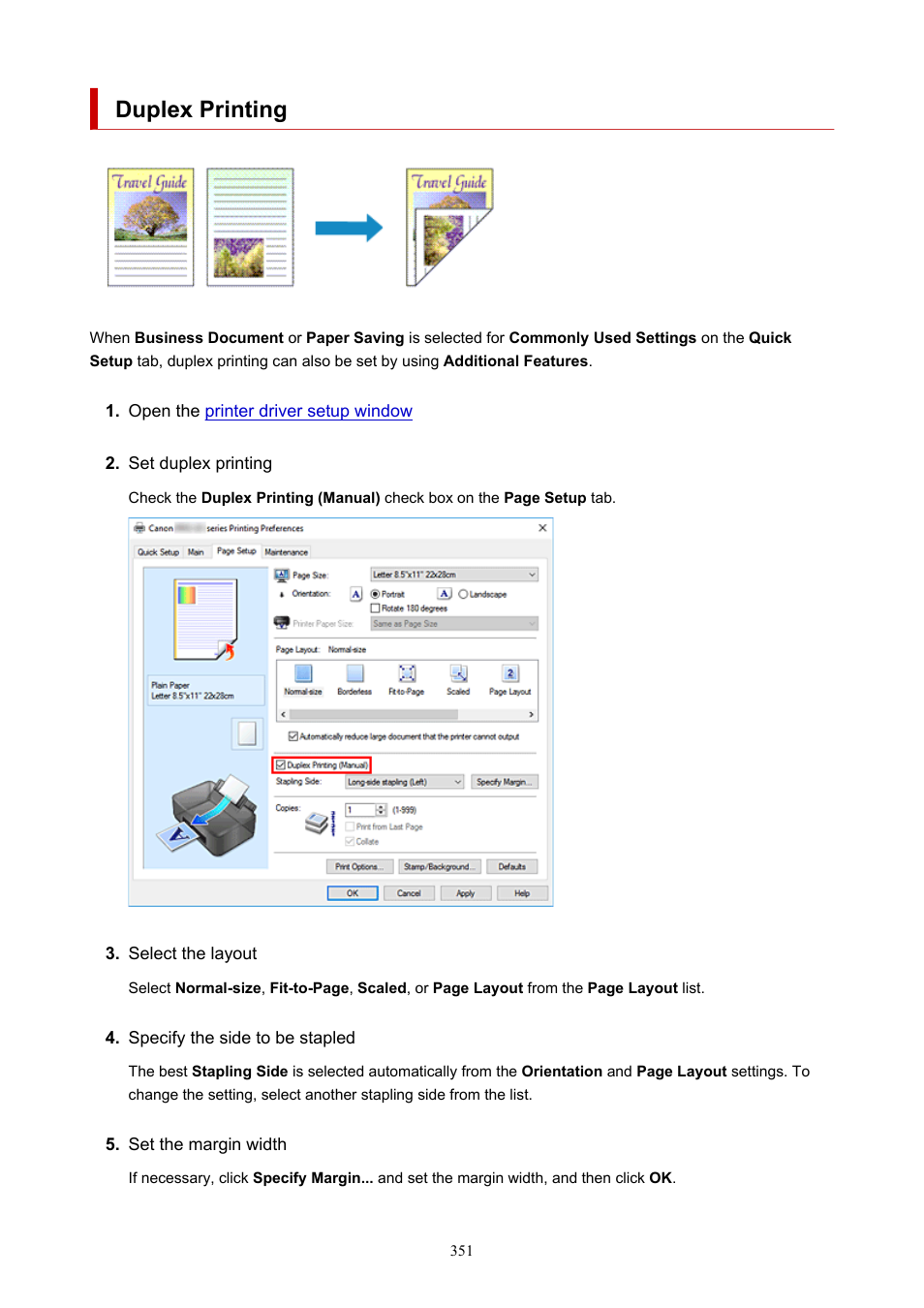 Duplex printing | Canon imagePROGRAF PRO-300 13" Photographic Inkjet Printer User Manual | Page 351 / 650