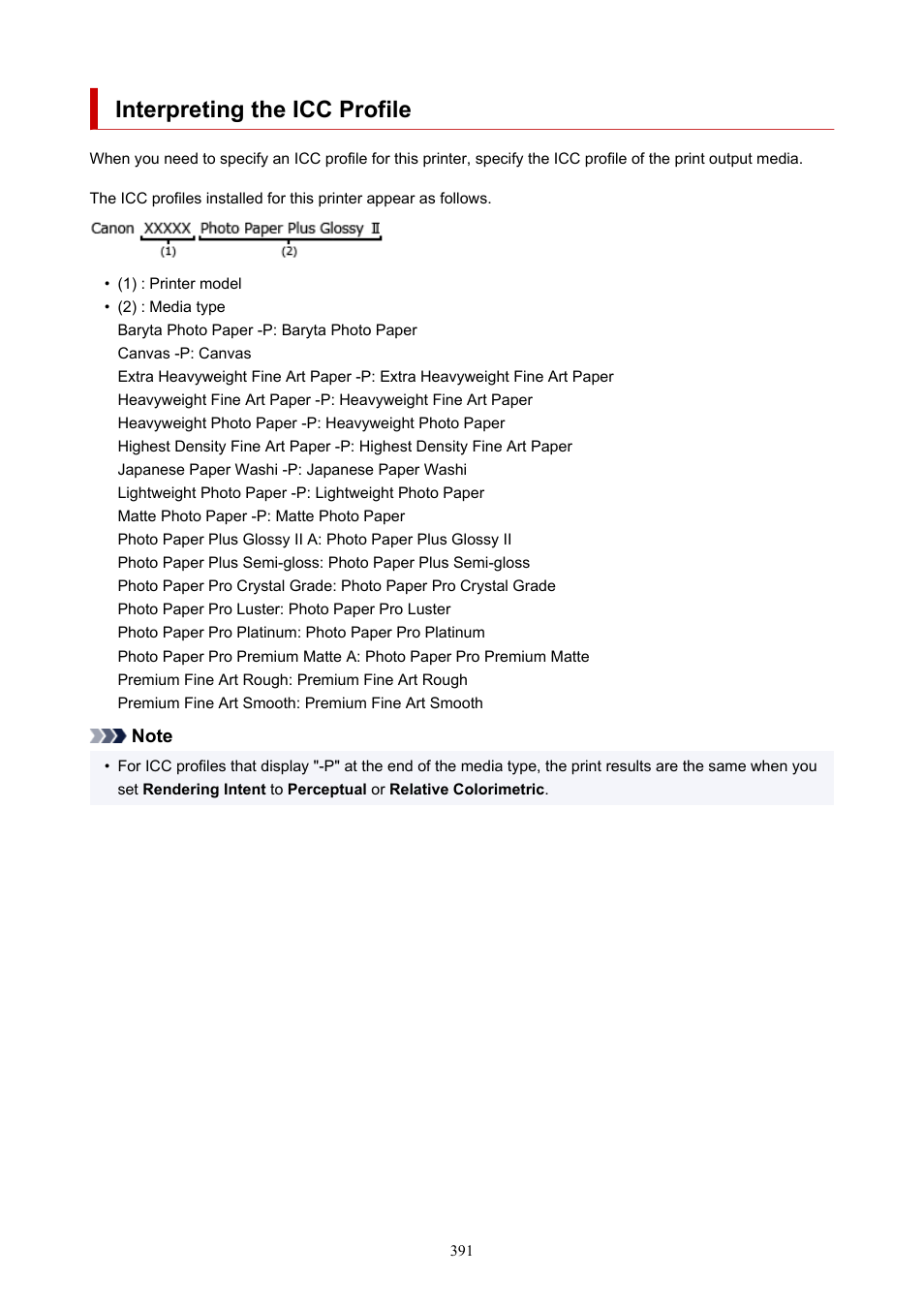 Interpreting the icc profile | Canon imagePROGRAF PRO-300 13" Photographic Inkjet Printer User Manual | Page 391 / 650
