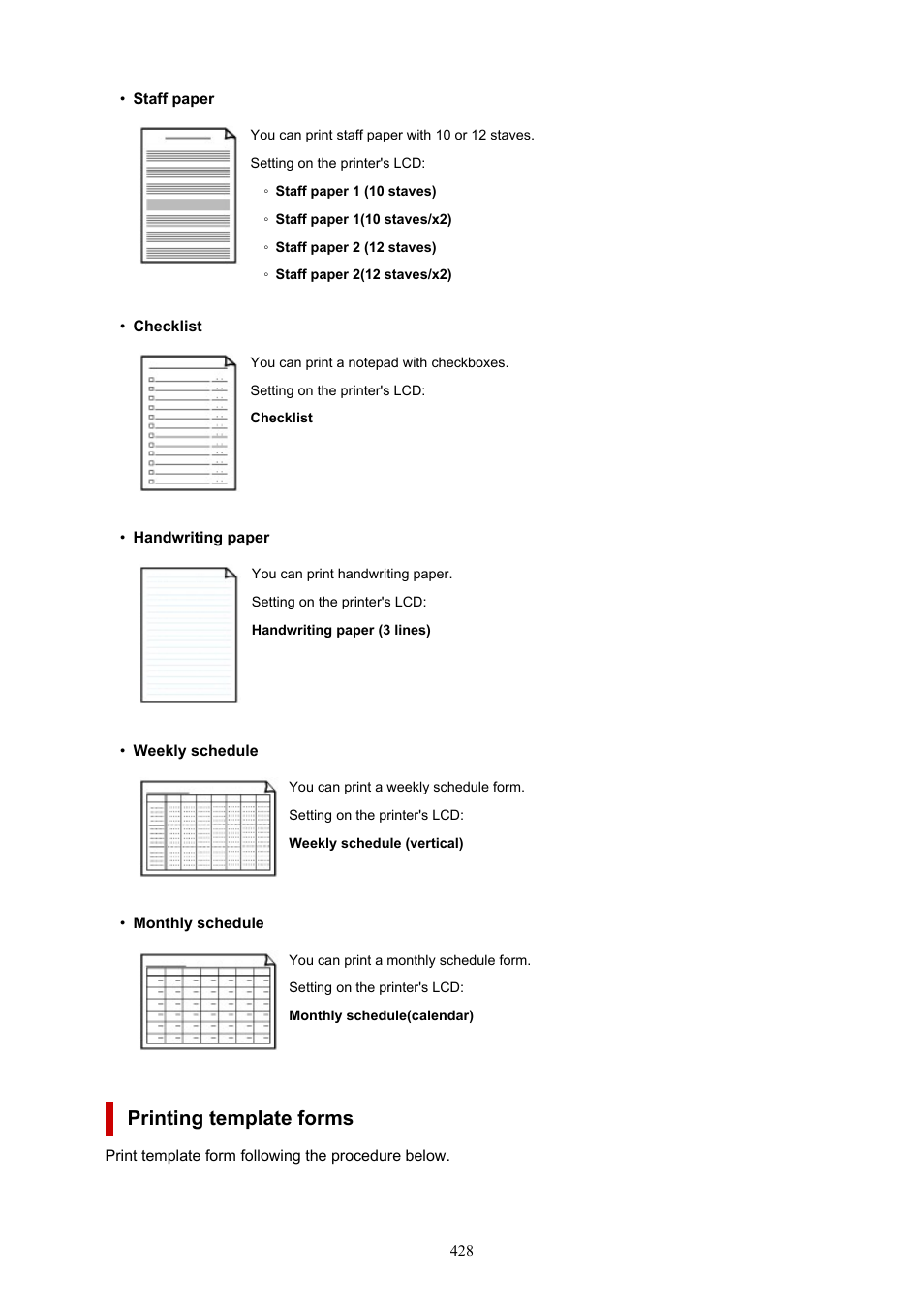 Printing template forms | Canon imagePROGRAF PRO-300 13" Photographic Inkjet Printer User Manual | Page 428 / 650