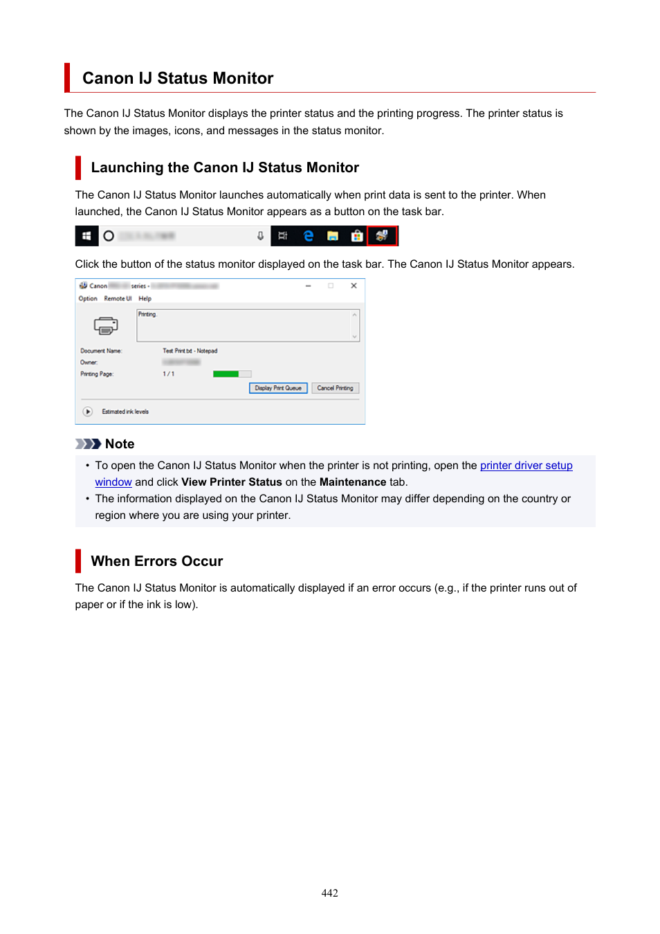 Canon ij status monitor | Canon imagePROGRAF PRO-300 13" Photographic Inkjet Printer User Manual | Page 442 / 650