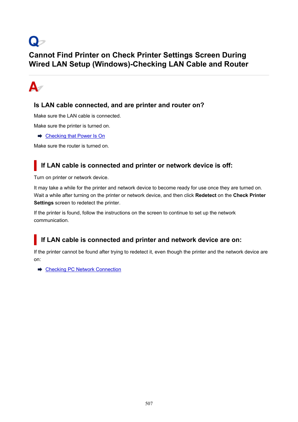 Checking lan cable and router | Canon imagePROGRAF PRO-300 13" Photographic Inkjet Printer User Manual | Page 507 / 650