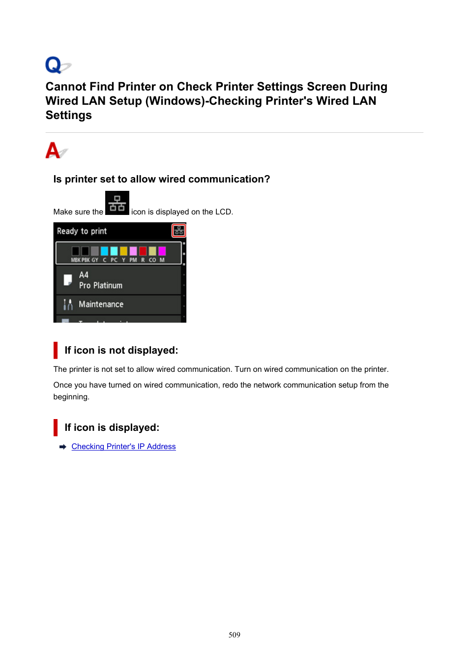 Checking printer's wired lan settings | Canon imagePROGRAF PRO-300 13