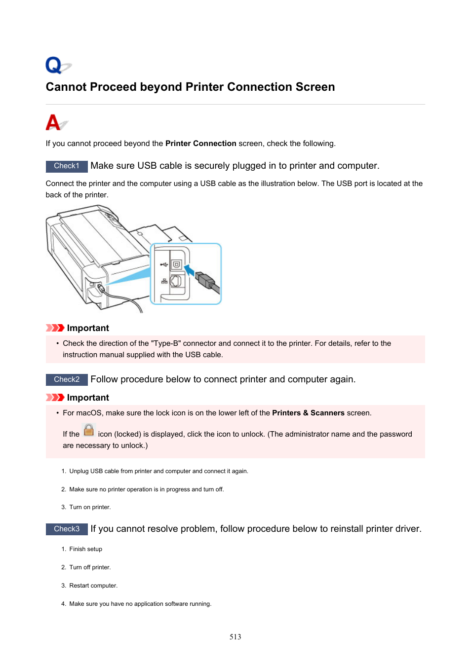 Cannot proceed beyond printer connection screen | Canon imagePROGRAF PRO-300 13" Photographic Inkjet Printer User Manual | Page 513 / 650