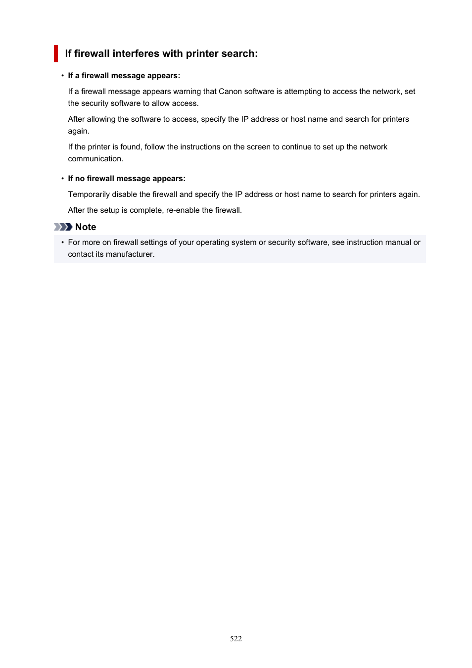 If firewall interferes with printer search | Canon imagePROGRAF PRO-300 13" Photographic Inkjet Printer User Manual | Page 522 / 650