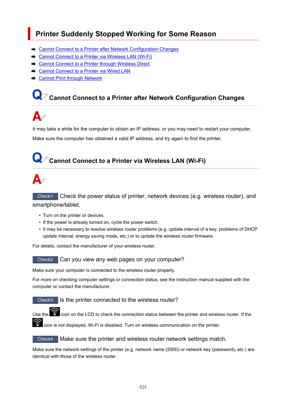 Printer suddenly stopped working for some reason | Canon imagePROGRAF PRO-300 13" Photographic Inkjet Printer User Manual | Page 525 / 650