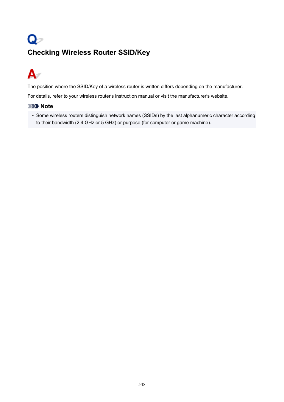 Checking wireless router ssid/key | Canon imagePROGRAF PRO-300 13" Photographic Inkjet Printer User Manual | Page 548 / 650