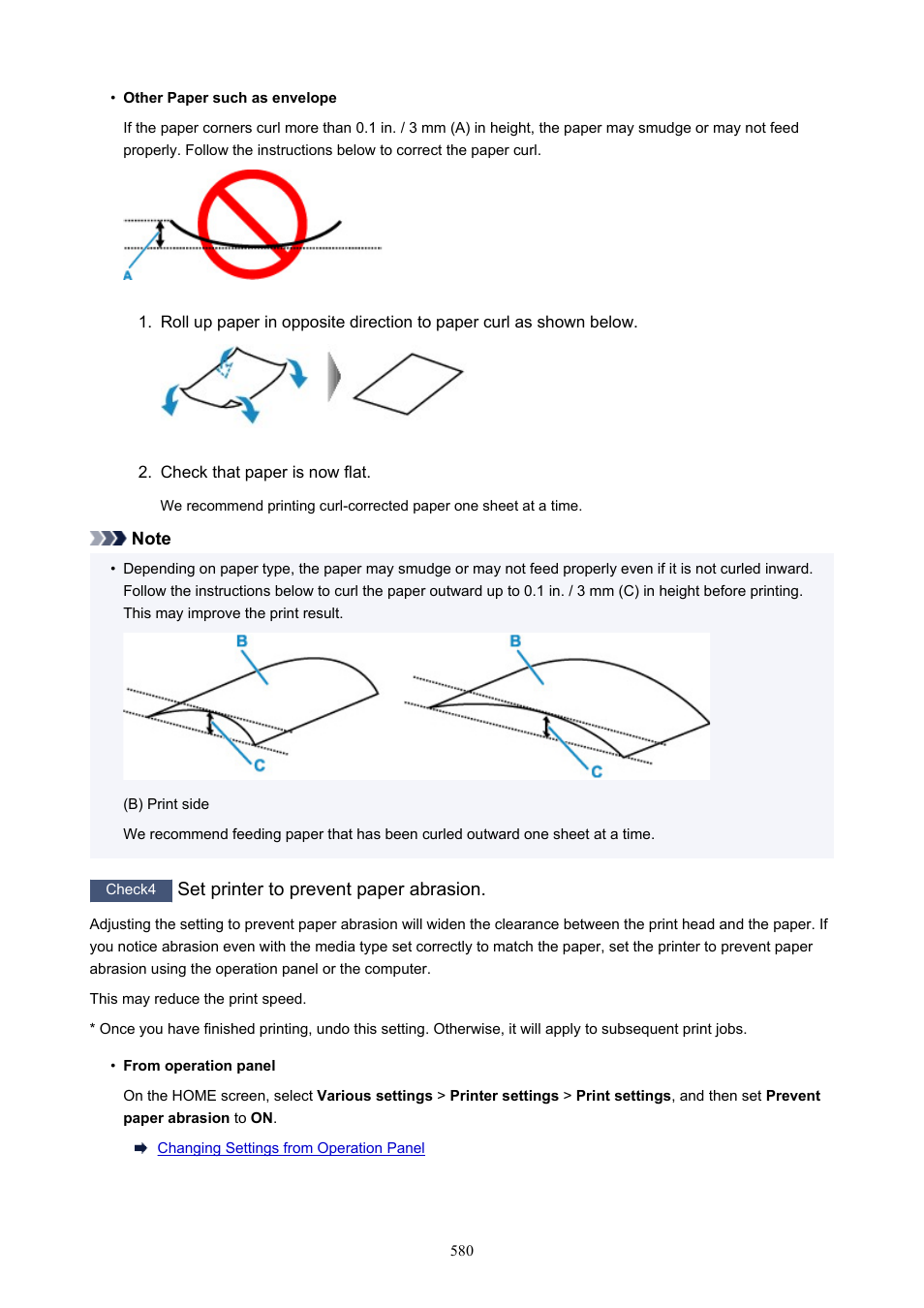 Set printer to prevent paper abrasion | Canon imagePROGRAF PRO-300 13" Photographic Inkjet Printer User Manual | Page 580 / 650