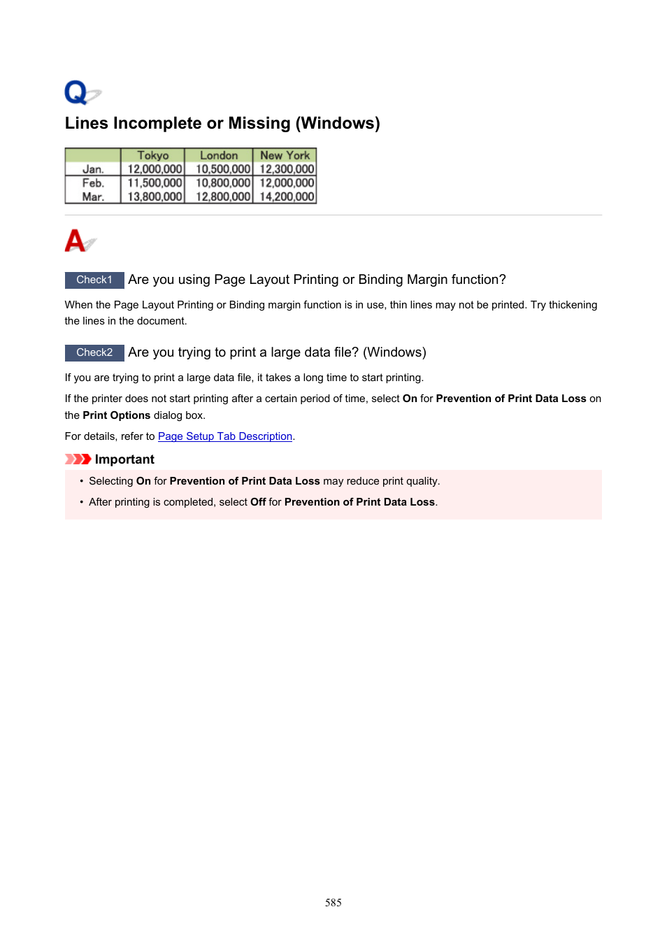 Lines incomplete or missing (windows) | Canon imagePROGRAF PRO-300 13" Photographic Inkjet Printer User Manual | Page 585 / 650