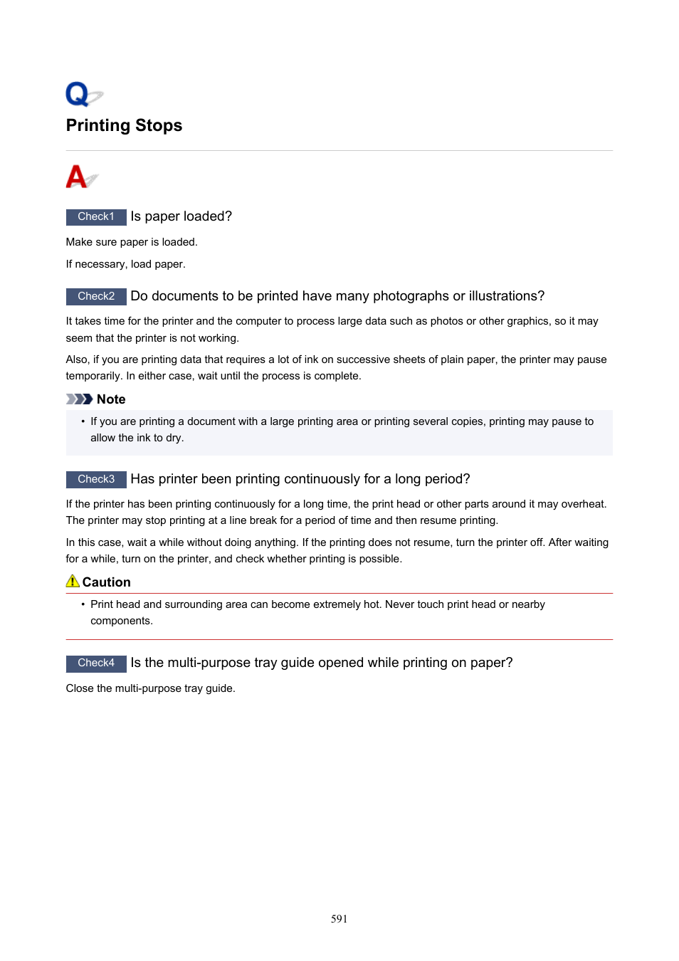 Printing stops | Canon imagePROGRAF PRO-300 13" Photographic Inkjet Printer User Manual | Page 591 / 650