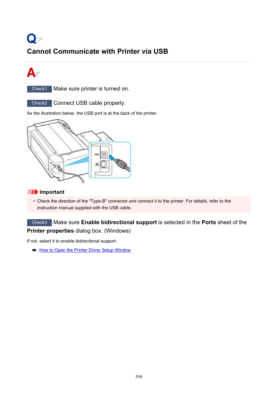 Cannot communicate with printer via usb | Canon imagePROGRAF PRO-300 13" Photographic Inkjet Printer User Manual | Page 598 / 650