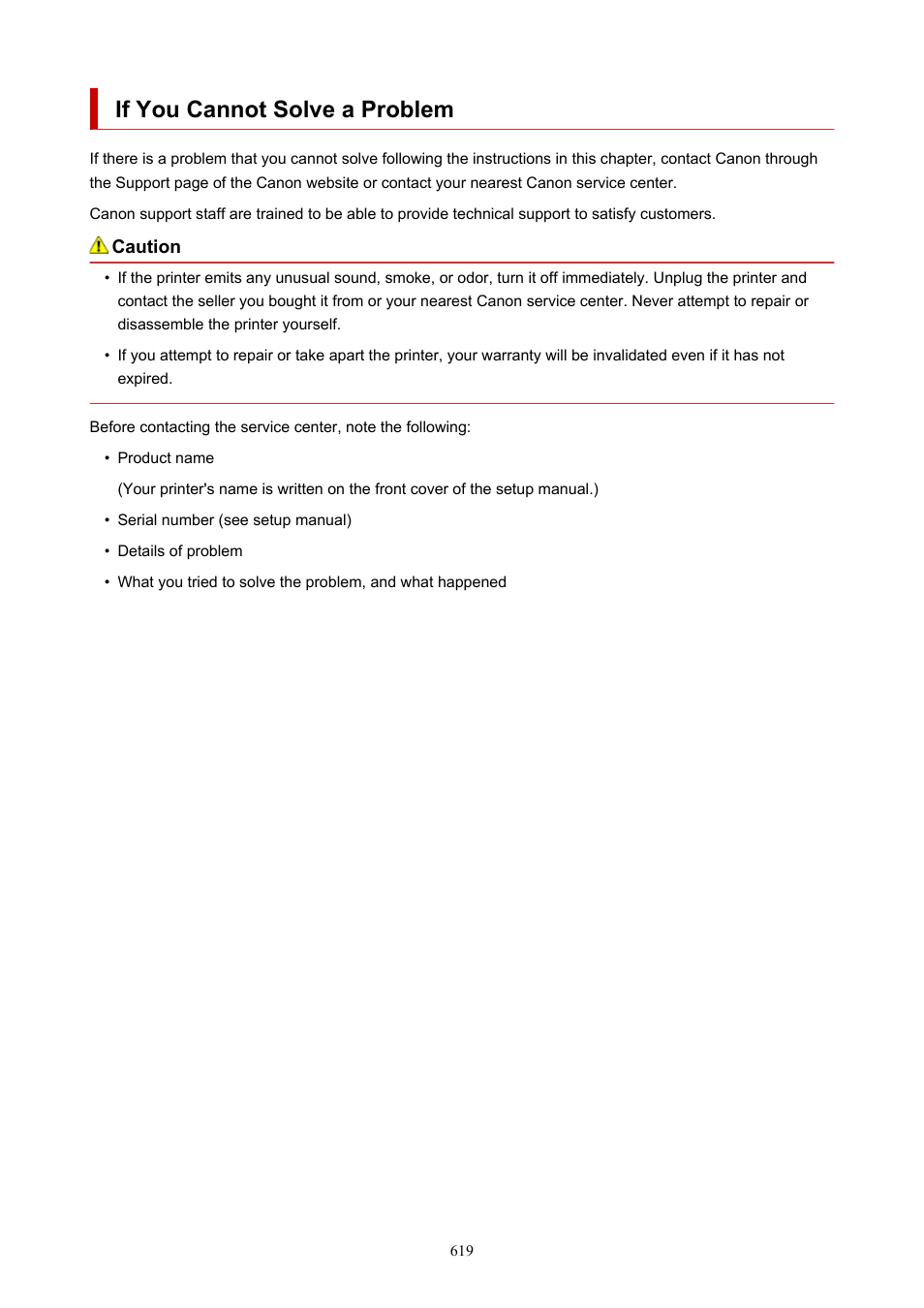 If you cannot solve a problem | Canon imagePROGRAF PRO-300 13" Photographic Inkjet Printer User Manual | Page 619 / 650