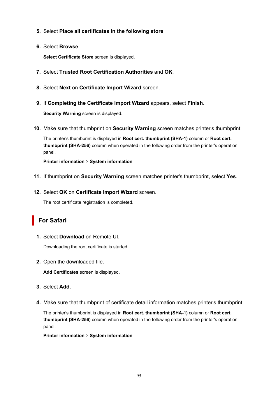 For safari | Canon imagePROGRAF PRO-300 13" Photographic Inkjet Printer User Manual | Page 95 / 650