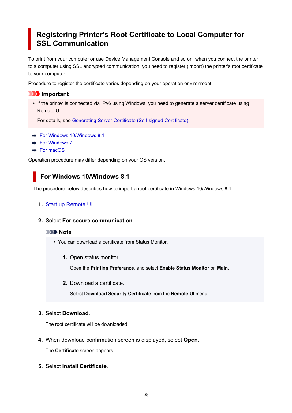 Communication, For windows 10/windows 8.1 | Canon imagePROGRAF PRO-300 13" Photographic Inkjet Printer User Manual | Page 98 / 650