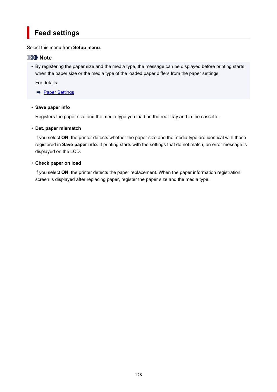 Feed settings | Canon MAXIFY GX5020 Wireless MegaTank Inkjet Color Printer User Manual | Page 178 / 325