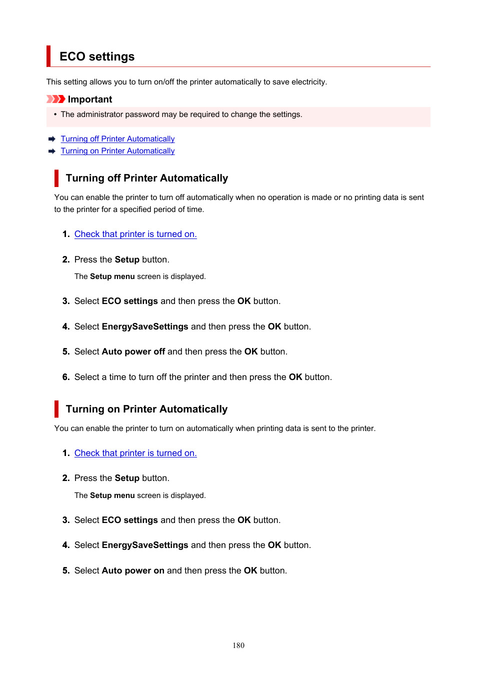 Eco settings | Canon MAXIFY GX5020 Wireless MegaTank Inkjet Color Printer User Manual | Page 180 / 325
