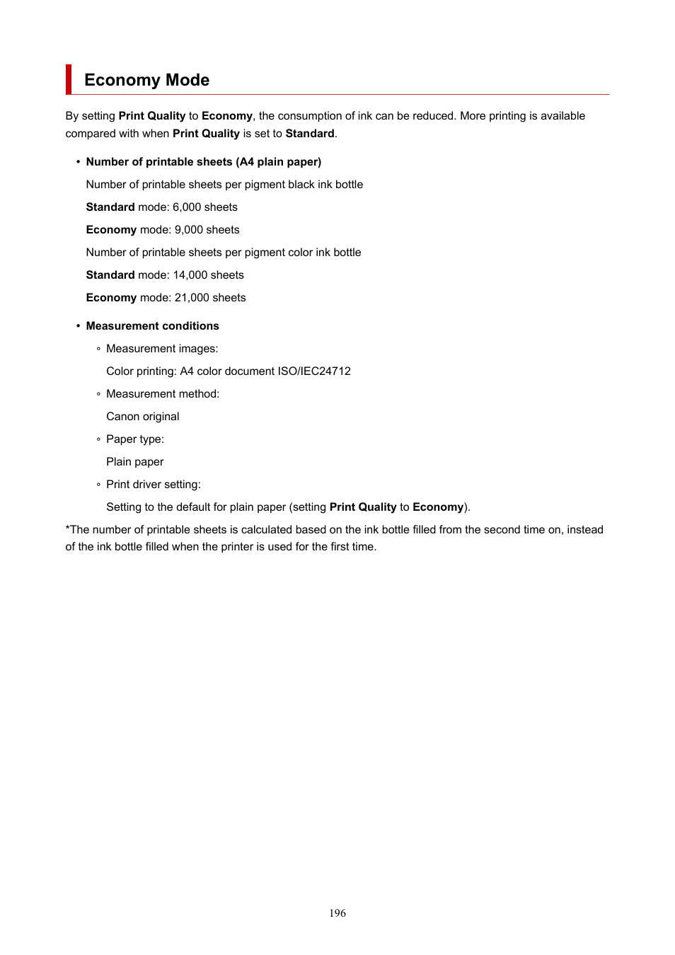 Economy mode | Canon MAXIFY GX5020 Wireless MegaTank Inkjet Color Printer User Manual | Page 196 / 325