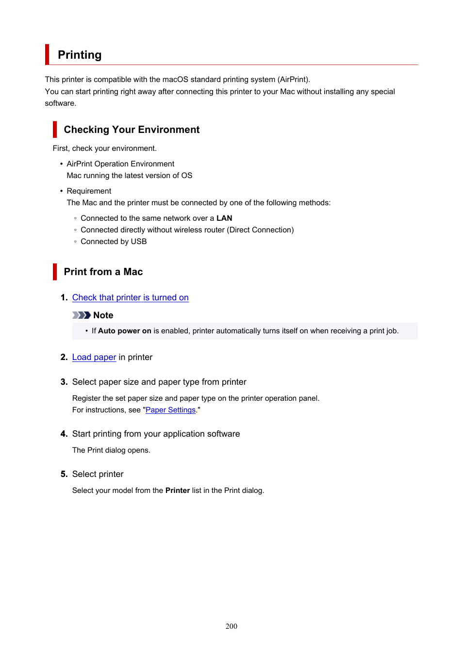Printing | Canon MAXIFY GX5020 Wireless MegaTank Inkjet Color Printer User Manual | Page 200 / 325