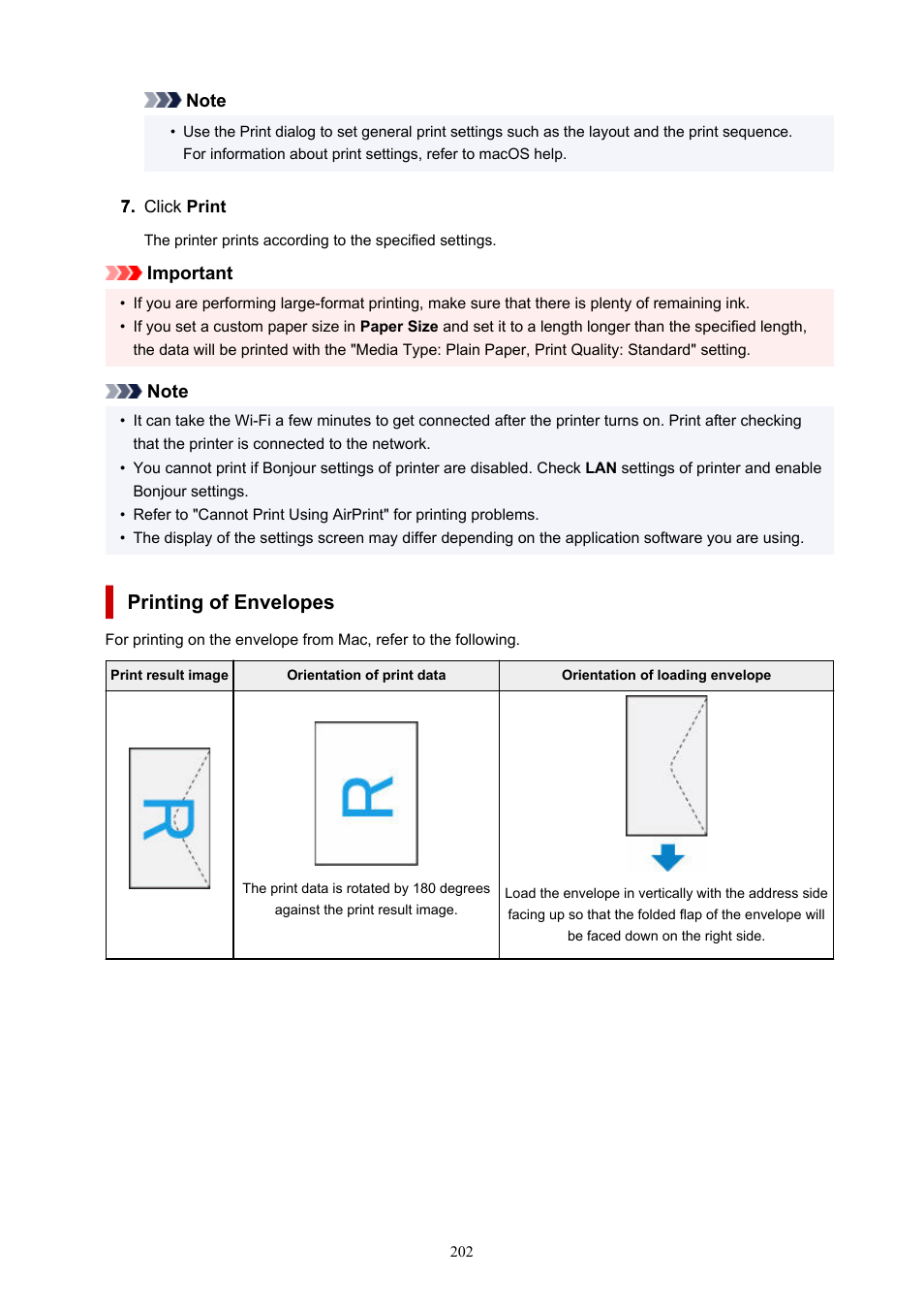 Printing of envelopes | Canon MAXIFY GX5020 Wireless MegaTank Inkjet Color Printer User Manual | Page 202 / 325