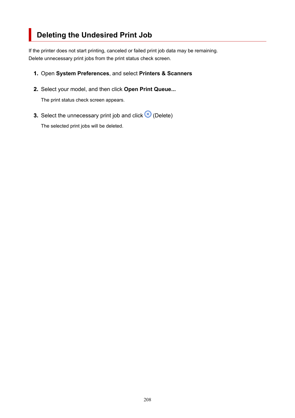 Deleting the undesired print job | Canon MAXIFY GX5020 Wireless MegaTank Inkjet Color Printer User Manual | Page 208 / 325